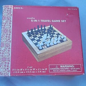 Travel Games 5-in-1 Wooden Travel Game Set Chess, Checkers Etc...